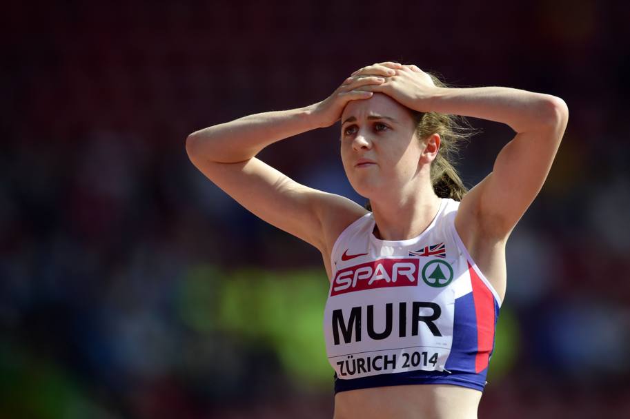 La disperazione di Laura Muir dopo aver fallito la qualificazione nei 1500. Afp